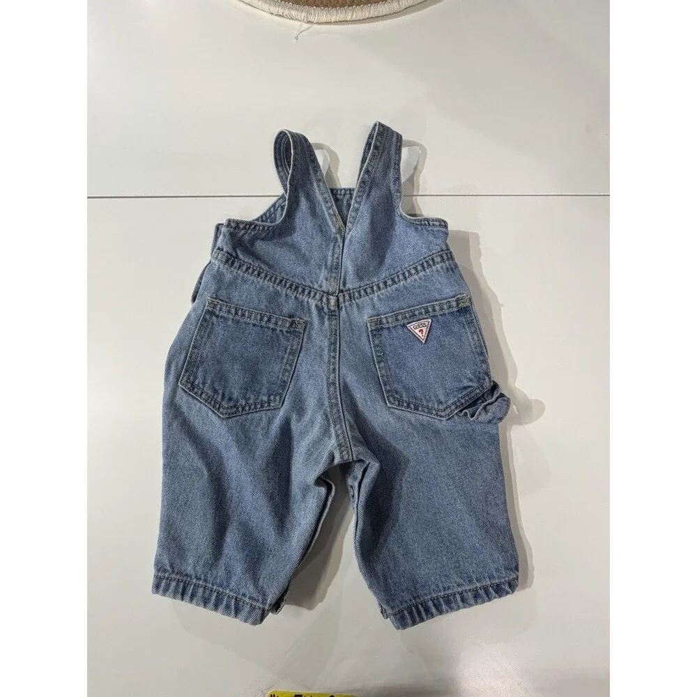 90’s Vintage Blue Denim Guess Overalls Made In USA Size 3m